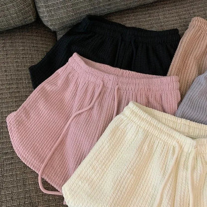 High waisted knit sweatshorts